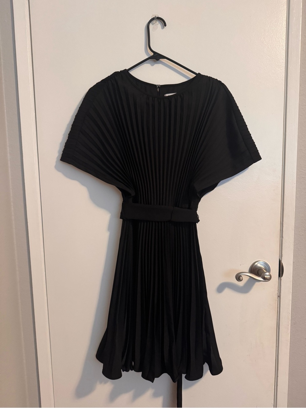 DKNY Black Pleated Tie-Waist Mini Dress - Picture 2 of 5